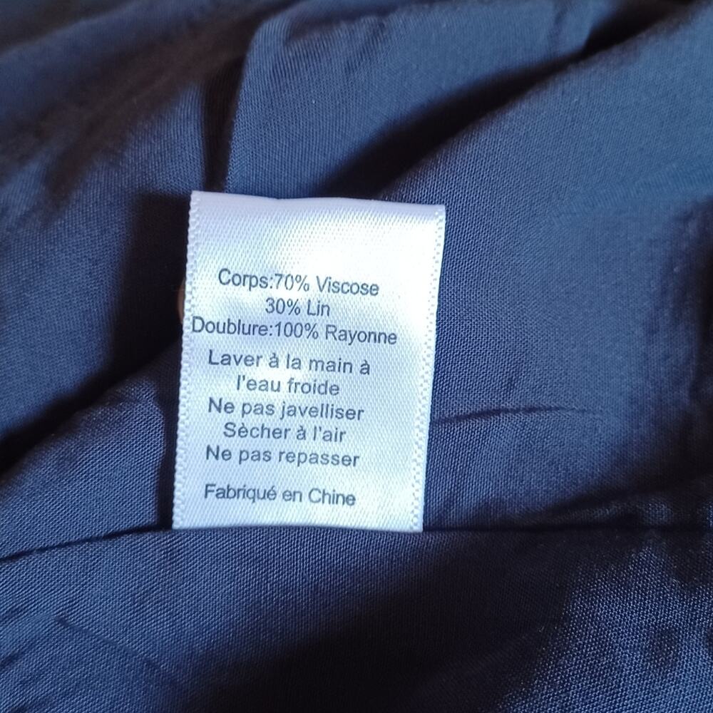 Vici Skylar + Madison Linen Maxi Dress Puff Sleeves Cutout Navy Size M NWT - Picture 12 of 13
